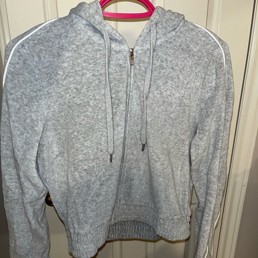Garage cropped velvet zip up